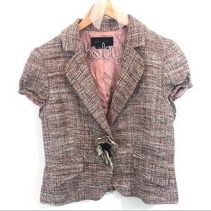 BCBGMaxAzria Silk Tweed Cap Sleeve Blazer medium